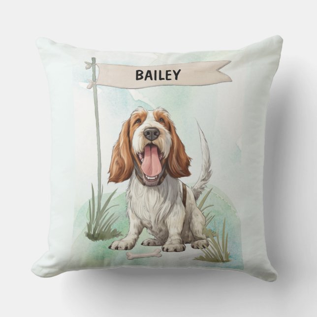 Spinone Italiano Watercolor Personalized Dog Kissen (Vorderseite)