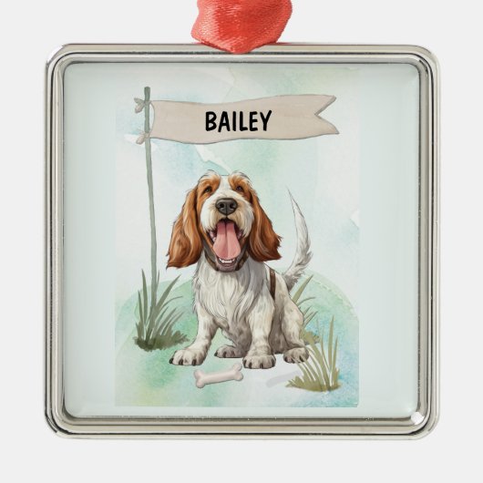 Spinone Italiano Watercolor Personalized Dog Ornament Aus Metall (Vorne)