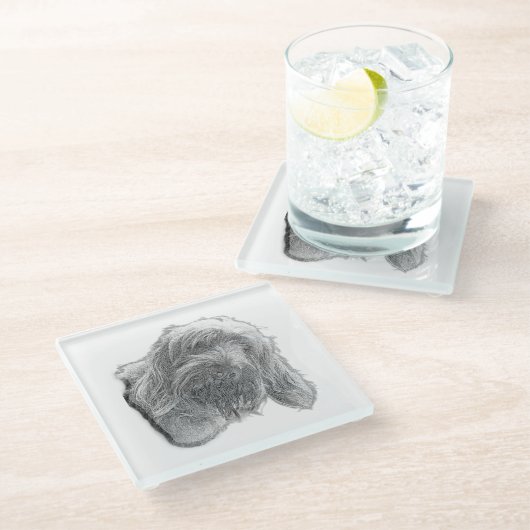 Spinone-Stillness – Handgefertigter Untersetzer (Schrägansicht)