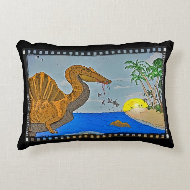 Spinosaurus Beach Throw Pillow Black Pillow Dekokissen (Vorderseite)