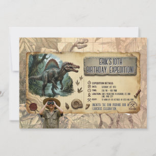 Spinosaurus-Dino-Expedition-Geburtstags-Abenteuer Einladung