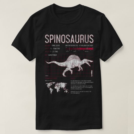 Spinosaurus Dinosaur Facts T Shirt Mens Womens Kid (Design vorne)