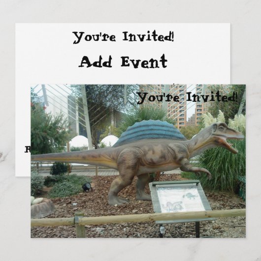 Spinosaurus Dinosaurier Einladung (Vorne/Hinten)