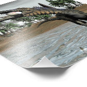 Spinosaurus dinosaurier fressen Fisch - 3D rendern Fotodruck (Ecke)