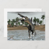 Spinosaurus dinosaurier fressen Fisch - 3D rendern Postkarte (Vorne/Hinten)