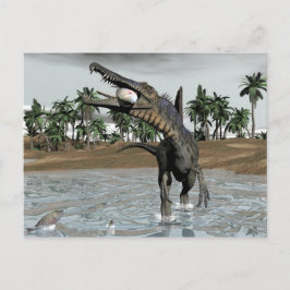 Spinosaurus dinosaurier fressen Fisch - 3D rendern Postkarte