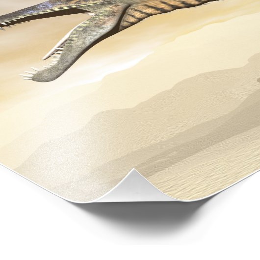 Spinosaurus-Dinosaurier in der Wüste - 3D-Darstell Fotodruck (Ecke)