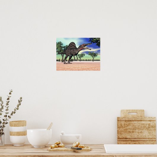 Spinosaurus-Dinosaurier in der Wüste - 3D-Darstell Poster (Küche)