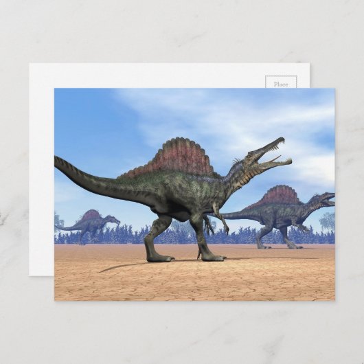 Spinosaurus-Dinosaurier-Spaziergang - 3D-Darstellu Postkarte (Vorne/Hinten)