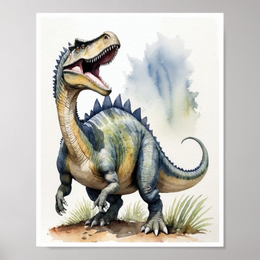 Spinosaurus Dinosaurier Wasserfarbe Wohngestaltung Poster (Vorne)