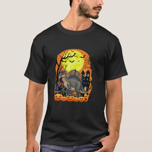 Spinosaurus mit Pumpkins Funny Beängstigend Hallow T-Shirt (Vorderseite)