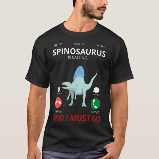 Spinosaurus nennt Dinosaurier T-Shirt (Vorderseite)