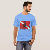 Spiny Hummer Tauchen mit Red Diver Down Flag URM T-Shirt (Vorne ganz)