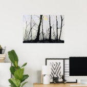 Spiny Trees und Vollmond Poster (Heimbüro)