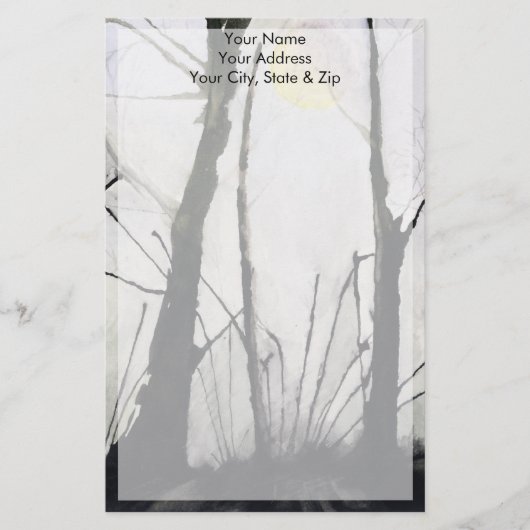 Spiny Trees & Vollmond Briefpapier (Vorderseite)