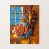 Spion-Krabbe arbeitet warm drinnen mit Kaffee Puzzle (Vertikal)