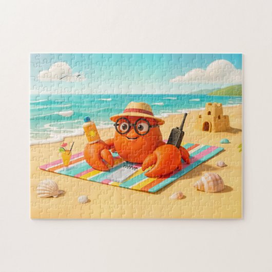 Spion-Krabbe entspannt am Strand mit Missionsausrü Puzzle (Horizontal)