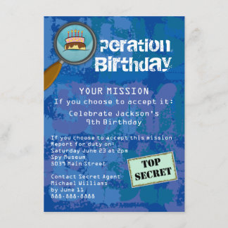 Spionage / Geheimnis / Special Agent Geburtstagspa Einladung