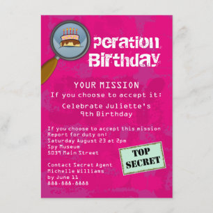 Spionage / Geheimnis / Special Agent Geburtstagspa Einladung