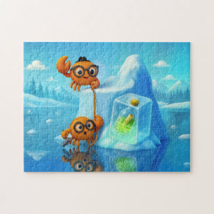 Spionagekrebse klettern auf Eisberg für geheime Na Puzzle