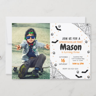 Spione Halloween Geburtstagsladen mit Foto Einladung