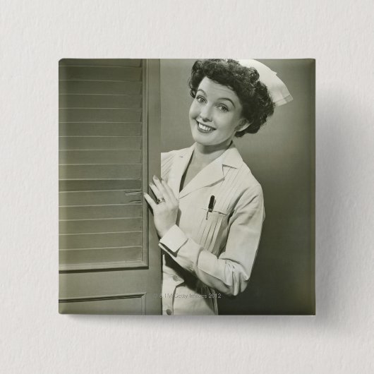 Spionierende Krankenschwester Button (Vorderseite)