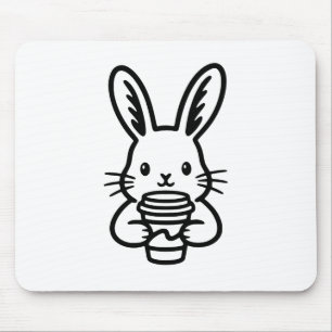Spionierender Hase mit Kaffeetasse Mousepad