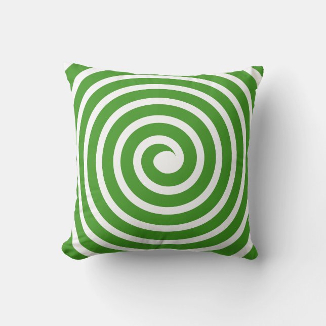 Spiral - Avocado Green auf Weiß Kissen (Vorderseite)