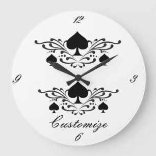 Spiral Black Spades Thunder_Cove im Tattoo-Stil Große Wanduhr