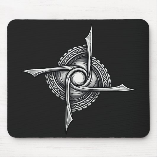 Spiral Blade Sigil – Abstract Rotational Symbol Mousepad (Vorne)