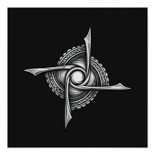 Spiral Blade Sigil – Abstract Rotational Symbol Poster (Vorderseite)