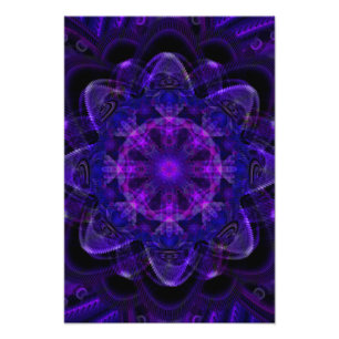 Spiral Blume Fraktal Dunkel Lila UV Pixel Fotodruck