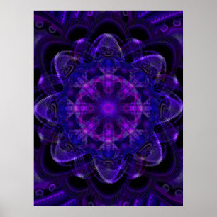 Spiral Blume Fraktal Dunkel Lila UV Pixel Poster