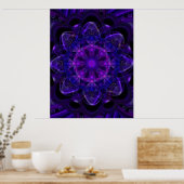 Spiral Blume Fraktal Dunkel Lila UV Pixel Poster (Küche)