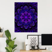 Spiral Blume Fraktal Dunkel Lila UV Pixel Poster (Heimbüro)