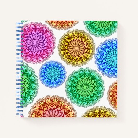 Spiral Bound Notebook Colorful Mandala Print Notizblock (Vorderseite)
