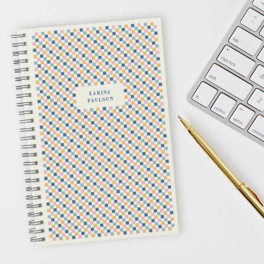 Spiral-Bound-Notebook mit Schachbrett - Blau Notizblock