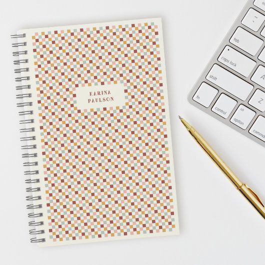 Spiral-Bound-Notebook mit Schachbrettrahmen - Rot Notizblock