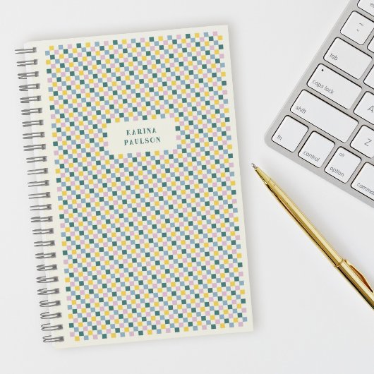 Spiral-Bound-Notebook-PCs im Schachbrett - Aquamar Notizblock