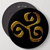 Spiral Celtic Symbol Gold Metall Button (Vorne & Hinten)