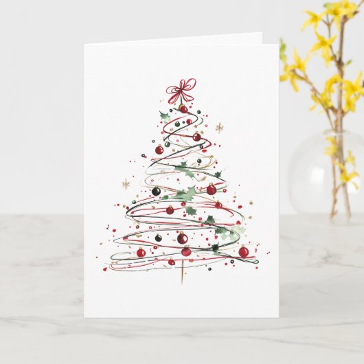 Spiral Christmas Tree Festivals Ornamente & Holly Karte (Gelbe Blume)