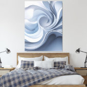 Spiral Elegance - Abstrakter Vortex Kunst in Weiß  Leinwanddruck (Insitu (Schlafzimmer))
