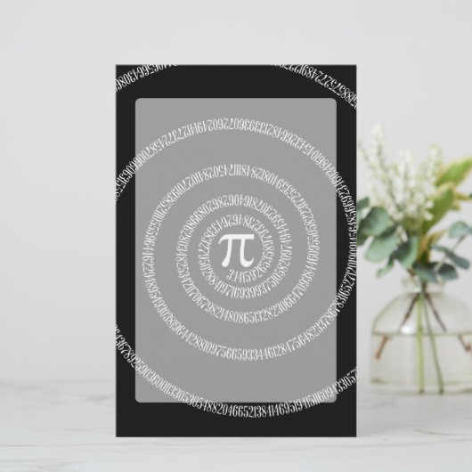 Spiral for Pi on Black Style Briefpapier (Stehend Vorderseite)