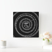 Spiral for Pi on Black Style Quadratische Wanduhr (Zuhause)