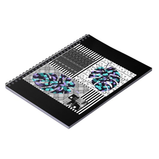 Spiral Foto Notebook Abstrakte Patchwork-Quiltieru Notizblock (Linke Seite)