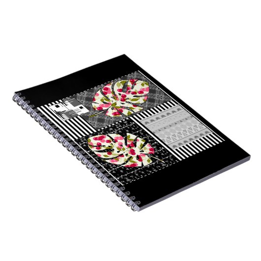 Spiral Foto Notebook Abstrakte Patchwork-Quiltieru Notizblock (Rechte Seite)
