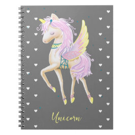 Spiral Foto Notebook hat ein niedliches Einhorn. Notizblock