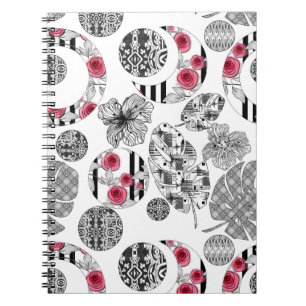 Spiral Foto Notebook, rot und schwarz, Quilting Notizblock