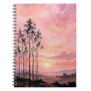 Spiral-Foto-Notizbuch – Pink Sunset Landschaft Notizblock