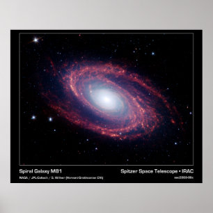 Spiral Galaxy M81 - Spitzer Space Teleskop Poster